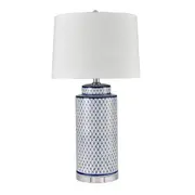 [Florabelle Living] Blue Scaled Ceramic Lamp W/ White Shade