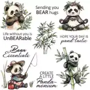 Panda Bears Hope Your Day Is Pand-Tastic Metal Cutting Dies Clear Stamps