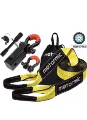 motormic Tow Strap Recovery Kit – 3" x 30ft 30,000 lbs. Rope + 2" Shackle Hitch
