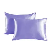 Satin Pillowcase Set of 2 Silk Pillow Cases for Hair and Skin Satin Pillow Covers 2 Pack with Envelope Closure (51*76cm Purple)