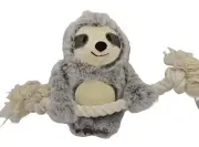 Fringe Studio Dog Toy Girlie Sloth On A Rope Plush Stuffed Animal Pet Toy 289372