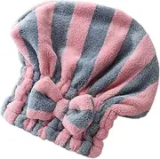 SHERCHPRY 1Pc Microfiber Shower Hat Super Absorbent Hair Drying Cap with Striped Design for Quick Drying and Comfort for Home Use