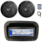 Dual Marine Radio, Spa Bezel,Adapter, Antenna,Wire, 2x 5.25" 180W Black Speakers