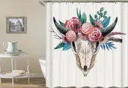 Flowery Goat's Skull Shower Curtain