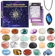 ANOTION Gifts for Women, 24 Crystals Gemstones Natural Beauty Stones Kit Healing Journey for Girls Kids Classroom