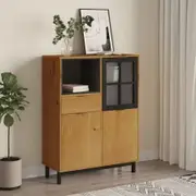 Highboard with Glass Door FLAM 92x40x122.5 cm Solid Wood Pine