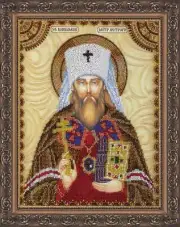 Bead embroidery kit Icon St. Benjamin Christian embroidery Orthodox icon