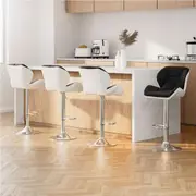 4x Artiss Bar Stools Gas Lift Padded Leather Black & White