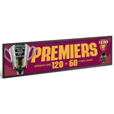 Brisbane Lions AFL 2024 Grand Final Premiership Bar Mat Runner 120 def 60