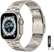 [Xcellentlife] Upgraded Titanium Metal Band Compatible with Apple Watch Band 49mm 45mm 44mm 42mm, Titanium Sports Band for Apple Watch Ultra Series 8/7/6/5/4/3/2/1 Men