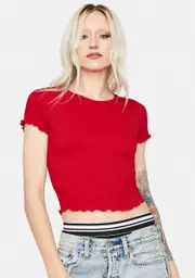 Spicy Girl Of Glory Lettuce Edge Crop Tee
