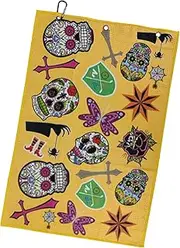 Golf Bag Towel - Absorbent Printing Punk Golf Towel for Cleaning - Golfing Accessories for Removing Dirt, Mud, Sand and Grass