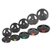 60kg Weight Plate Set - Dual Grip Ez Handle PVC Coated Home Gym Barbell Plates