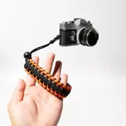 Orange/Black Adjustable Paracord Camera Wrist Strap w/ Peak Design Anchor