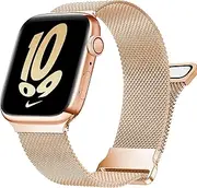 Ocaer Compatible with Apple Watch Bands 41mm 40mm 38mm, Stainless Steel Mesh Milanese Loop, Metal Magnetic iWatch Band for Apple Watch Series 9 8 7 6 5 4 3 2 1 Apple Watch SE（Rose Gold, 41mm 40mm 38mm）