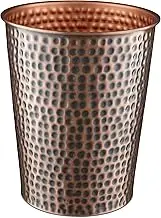 Monarch Abode Circular Wastebasket and Trash Can for Home Office & Bedroom - Decorative Wastebasket - Bathroom Waste Basket- Durable Hand Hammered Antique Copper Finish - Bathroom Trash Can