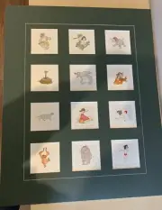 WALT DISNEY JUNGLE BOOK SET OF 12 HAND PAINTED LTD/ED ETCHINGS MATTED