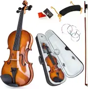 4/4 Full Size Set, 4 Solid Wood Fiddle for Adults Beginners Students Kids, with