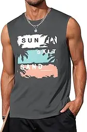 [Boiltcat] Men's Tank Tops Graphic Tank Tops for Men Summer Hawaiian Palm Tree Sleeveless Muscle Gym Shirt Mens Beach Tank Tops
