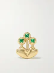 [Mason and Books] Mason and Books - Mini Bouquet 14-karat Gold Emerald Earrings - Green - One size One size Green