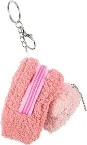 Vaguelly Plush Coin Purse Small Makeup Pouch Clear Makeup Bag Small Period Bag Cute Pouch Wallet Bin Fanny Reusable Period Pads Mini Coin Kit Pocket Bum Change Purse Custom Polyester Pink