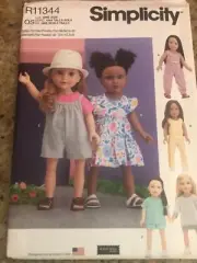 SIMPLICITY #R11344 - 18" ( FITS AMERICAN GIRL ) DOLL CLOTHES PATTERN FF