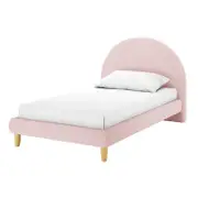 Fausta Bouclé Bed Frame with Arch Headboard - Light Pink
