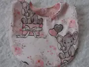 Elephant White Newborn Baby Bib Cotton Front Towelling Back Handmade