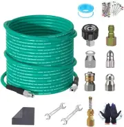 150FT Sewer Jetter Kit for Pressure Washer,1/4‘’NPT Drain 150FT, Green