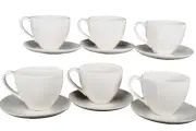 DIANE VON FURSTENBERG DVF Pebblestone White Tea Coffee Cup/Saucers Set/6 New