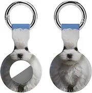 1PCS for Bichon Frise Dog Air Tag Holder Case Waterproof & Shockproof Anti-Scratch Protective Air Tag Cover with Keychain Ring Silicone Tags Holders for Luggage, Backpack, Keys, Pet