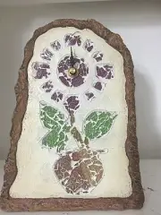 Purple Floral Glass Mosaic Flowerpot Clock
