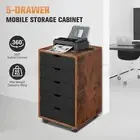 5 Drawer File Cabinet Mobile Filing Document Organiser Chest Cupboard Brown