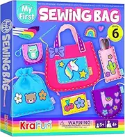 KRAFUN Animal Sewing Bag Kit for Kids 5+ Years, 6 DIY Projects (Handbag, Pouch, Card Holder), Felt, Instructions, Reusable Box, Educational Craft Toy