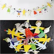 Bunting Flags Birthday Flag Boys Girls Hands in Hands Cute Cat Dog Cartoon DIY Bunting Party Decoration Paper Flags Hanging Ornament Bunting