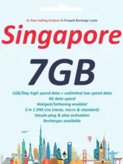 $1.9/day 7 Days Singapore Prepaid Travel data SIM card UNLIMITED DOWNLOAD