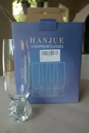 Hanjue Champagne Flutes Set of 4 Lead-free Crystal Glasses 7oz Champagne Glasses