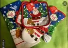 Santa Claus 5 Pc Kitchen Linen Set Towels Potholders OvenMitt Christmas