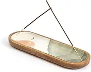 Incense Holder or Incense Burner Holder, Modern Insence Ash Catcher or Insense Stick Holder for Table Décorations, Wooden Incense Tray for Sticks, Boho Gifts (Peace)