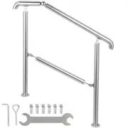 VEVOR 3 Step Railing Stainless Steel Transitional Handrail fit for Level Surface and 1 to 3 Steps Adjustable Stair Railing Indoor Outdoor Step Railing