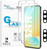 [KATIN] 2 Pack Screen Protector for Samsung Galaxy S24 FE Tempered Glass with 2 Pack Camera Lens Protector, Anti Scratch, Bubble Free