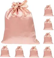[BESTYASH] 8pcs Satin Drawstring Bags for Jewelry Wigs Storage Travel Pouches for Toiletries Accessories Luxurious Silky Satin Material Portable Travel Friendly Design Elegant Pink Color