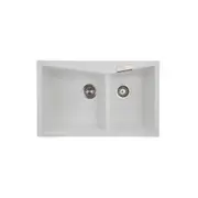 CARYSIL CGDB Granite Kitchen Sink - 800 x 500mm 1 + 3/4 Bowl - Snova White - Top/Under Mount