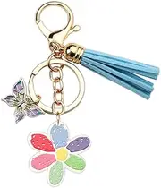 [Xiyantiji] Tassel Butterfly Flower Pendant Keychain for Girls Women Key Ring Cute Aesthetic Keychains for Backpack Bag Purse Accessories