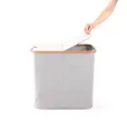 Double Bamboo & Canvas Hamper Storage Bin with Lids Grey Collapsible RRP $89.50