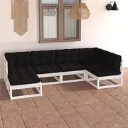 6-Piece Garden Lounge Set with Cushions – Solid Pinewood Outdoor Patio Furniture, Modular Conversation Set, Includes 2 Middle Sofa, 3 Corner Sofa, 1 Footrest, Anthracite Cushions