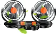 Riaisttd Car Seat Fan - Double-head 12V/24V Car Fans | Auto Parts for Window Backseat Dashboard Marine Tractor Truck Boat Semi Van ATV Roof Camping