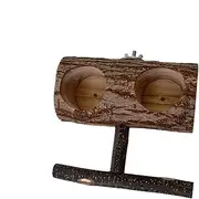 Wooden Parrot Feeding Stand, Bird Food Dispenser Station, Bird Perch With Feeder, Claw Grinding Surfaces, Comfortable Perch, 15cm/5.91 Inches, For Outdoor