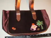CHI CHAI MON TOTE BAG PURSE BROWN SWEDE FEEL EMBROIDERED ACCENT NWT SANRIO 2005