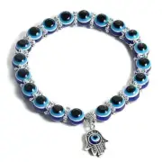 Stretchable Evil Eye Bead Bracelet for Protection and Blessing, Blue, PACK OF 2
